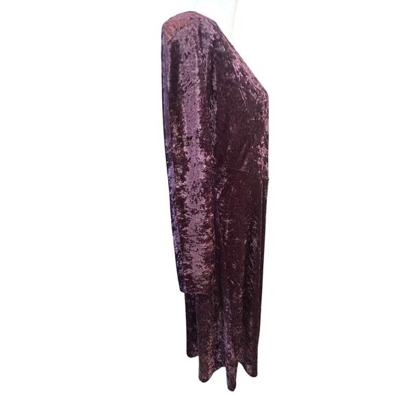 VTG All That Jazz Victorian Burgundy Crushed Velvet & Gold Maxi Dress Large - Picture 4 of 16
